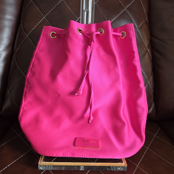 Prada Handbags - Prada Fuchsia Drawstring Beauty Bag